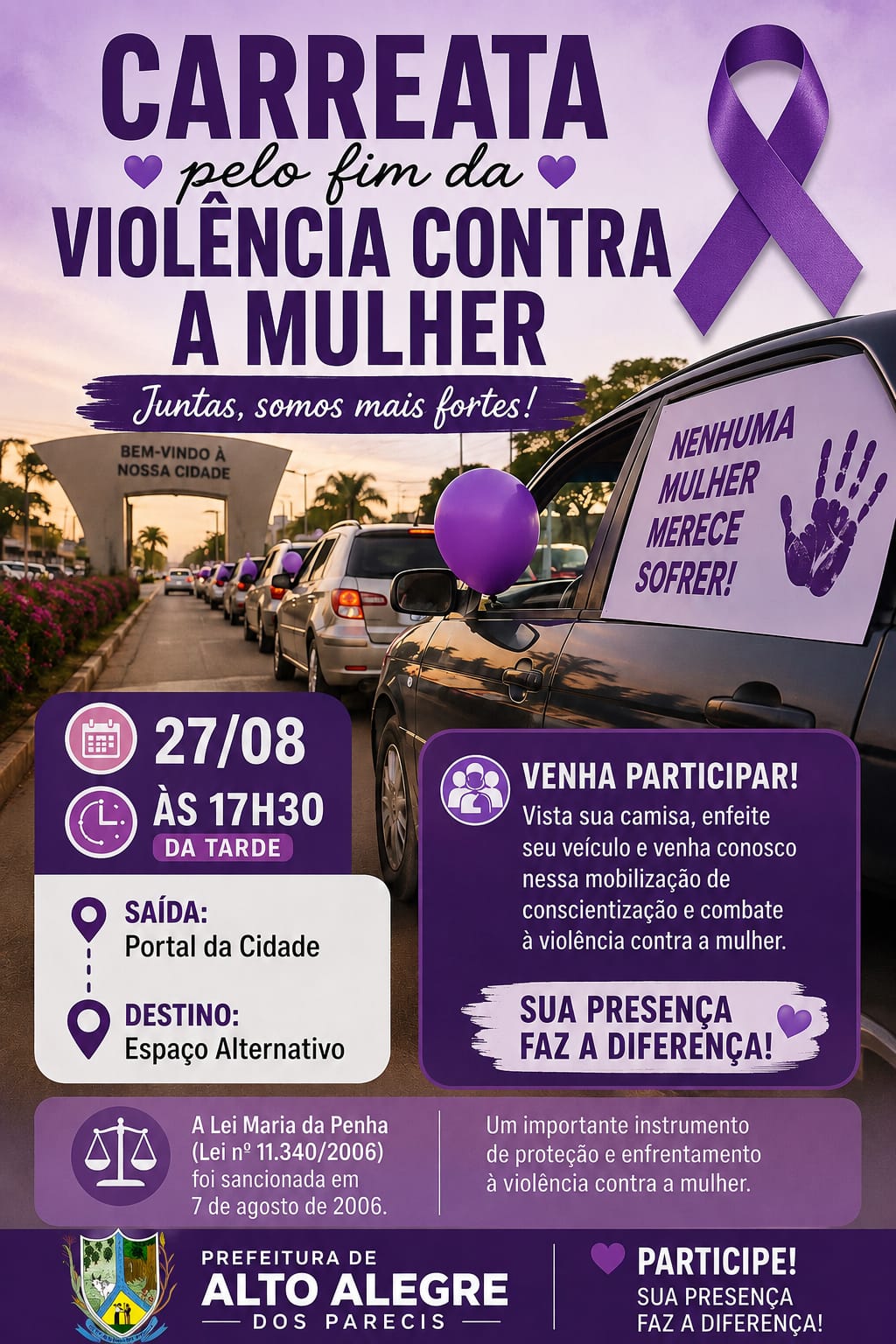 Imagem 1 - Carreata pelo fim da violência contra a mulher