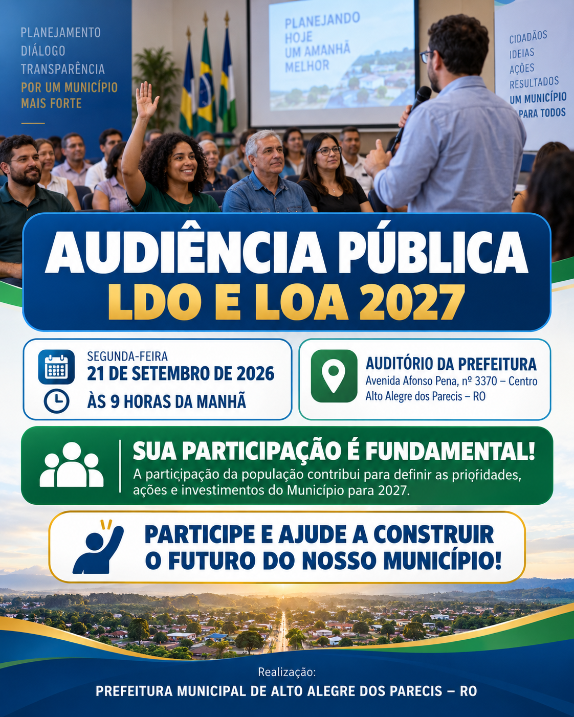 EDITAL DE CONVOCAÇÃO DE AUDIÊNCIA PUBLICA DE PLANEJAMENTO ESTRATÉGICO PARA ELABORAÇÃO DA LDO E DA LOA – EXERCÍCIO DE 2027