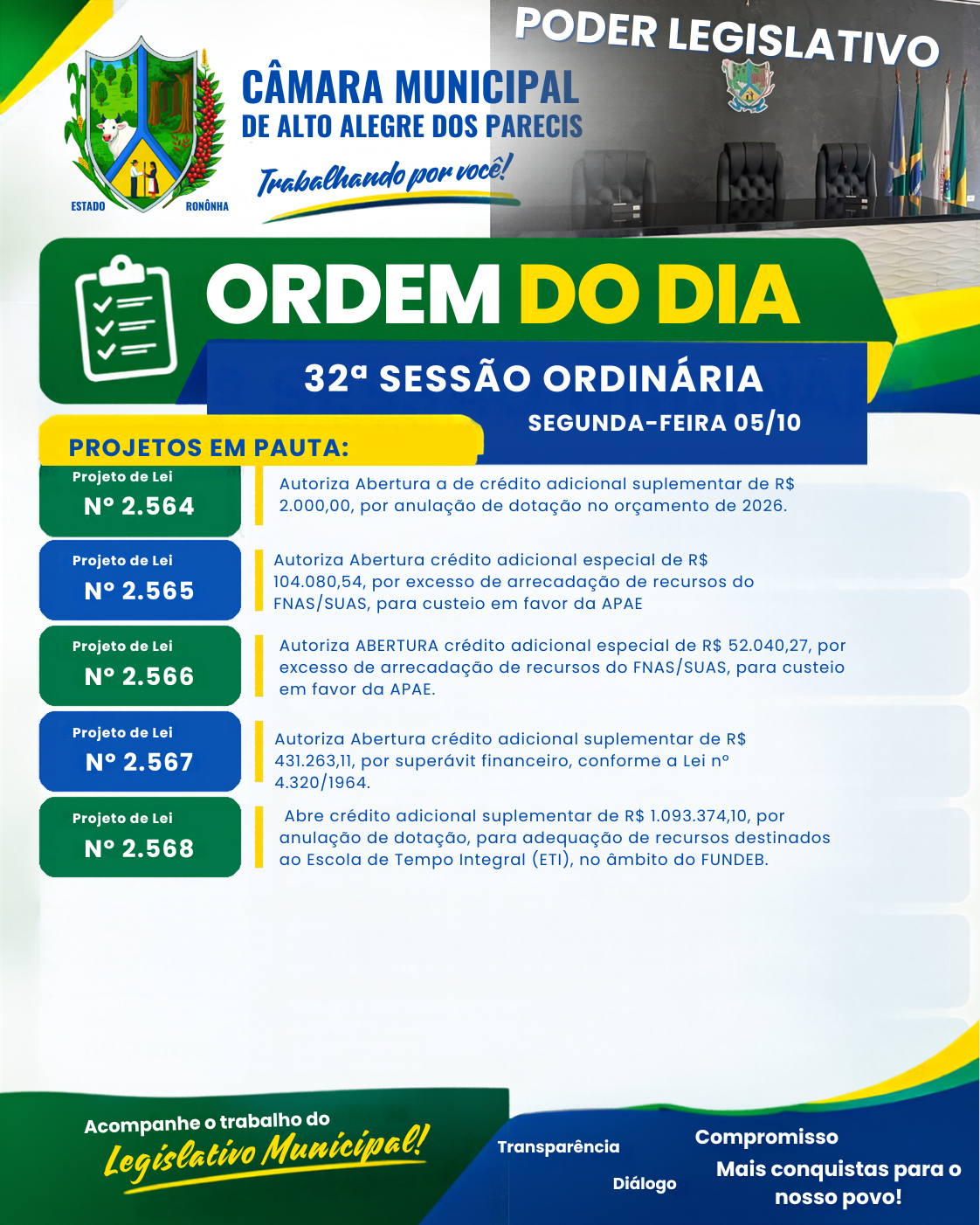 ORDEM DO DIA 05/10/2026