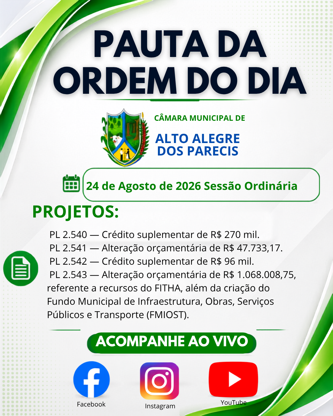 ORDEM DO DIA 24/08/2026