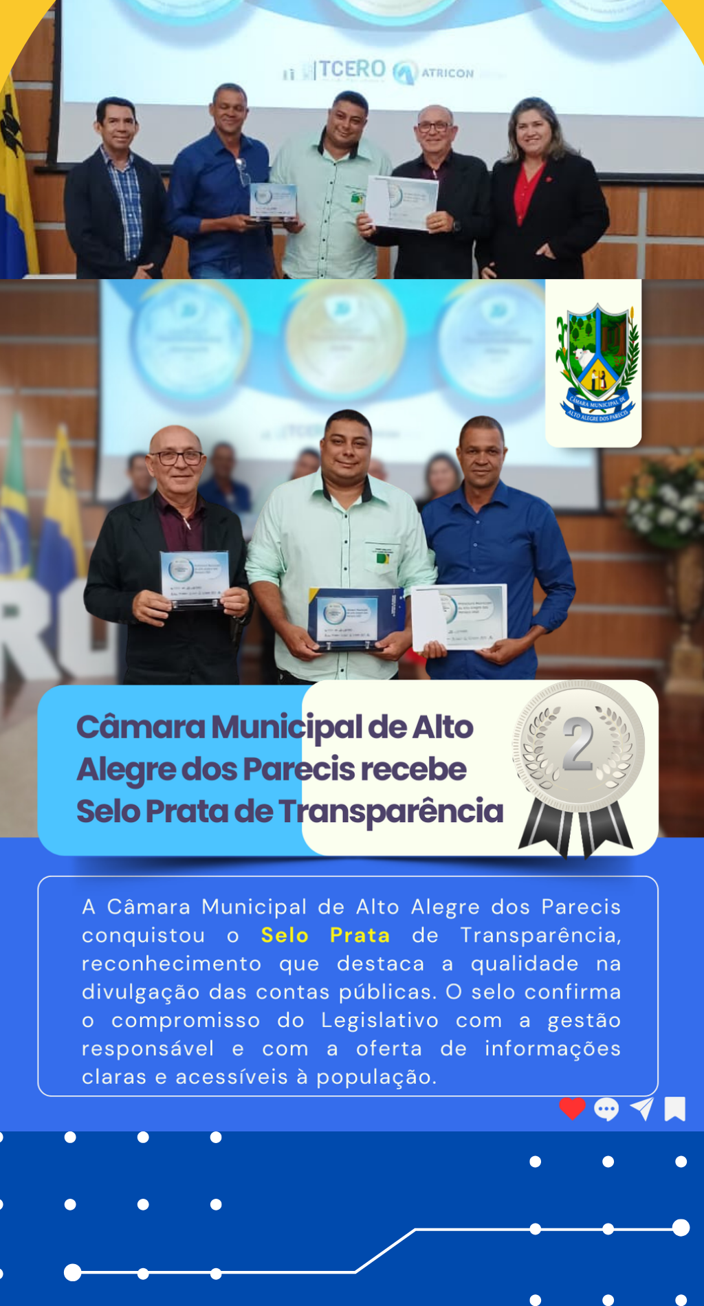 Câmara Municipal de Alto Alegre dos Parecis é destaque e recebe Selo Prata de Transparência