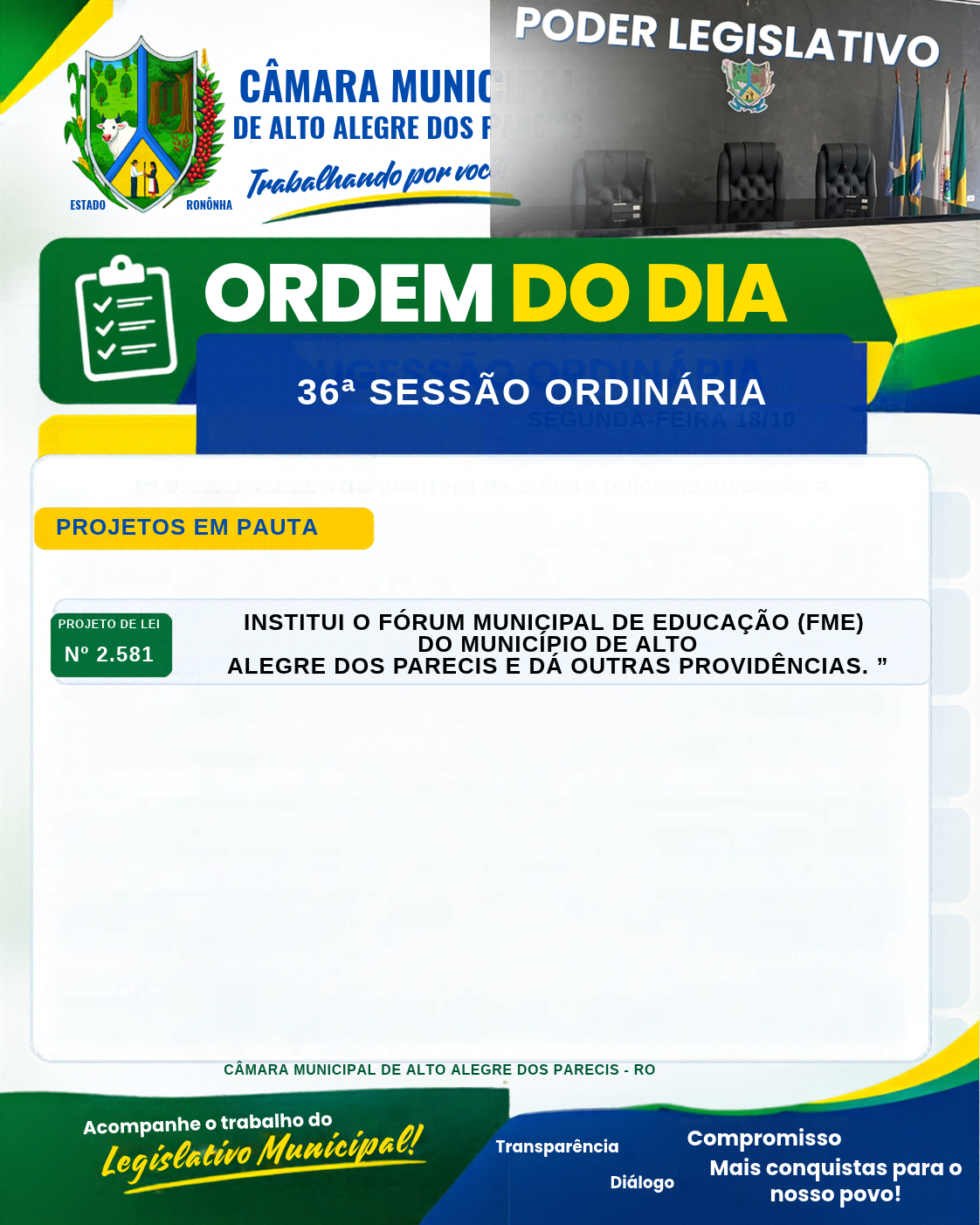 ORDEM DO DIA 03/11/2026