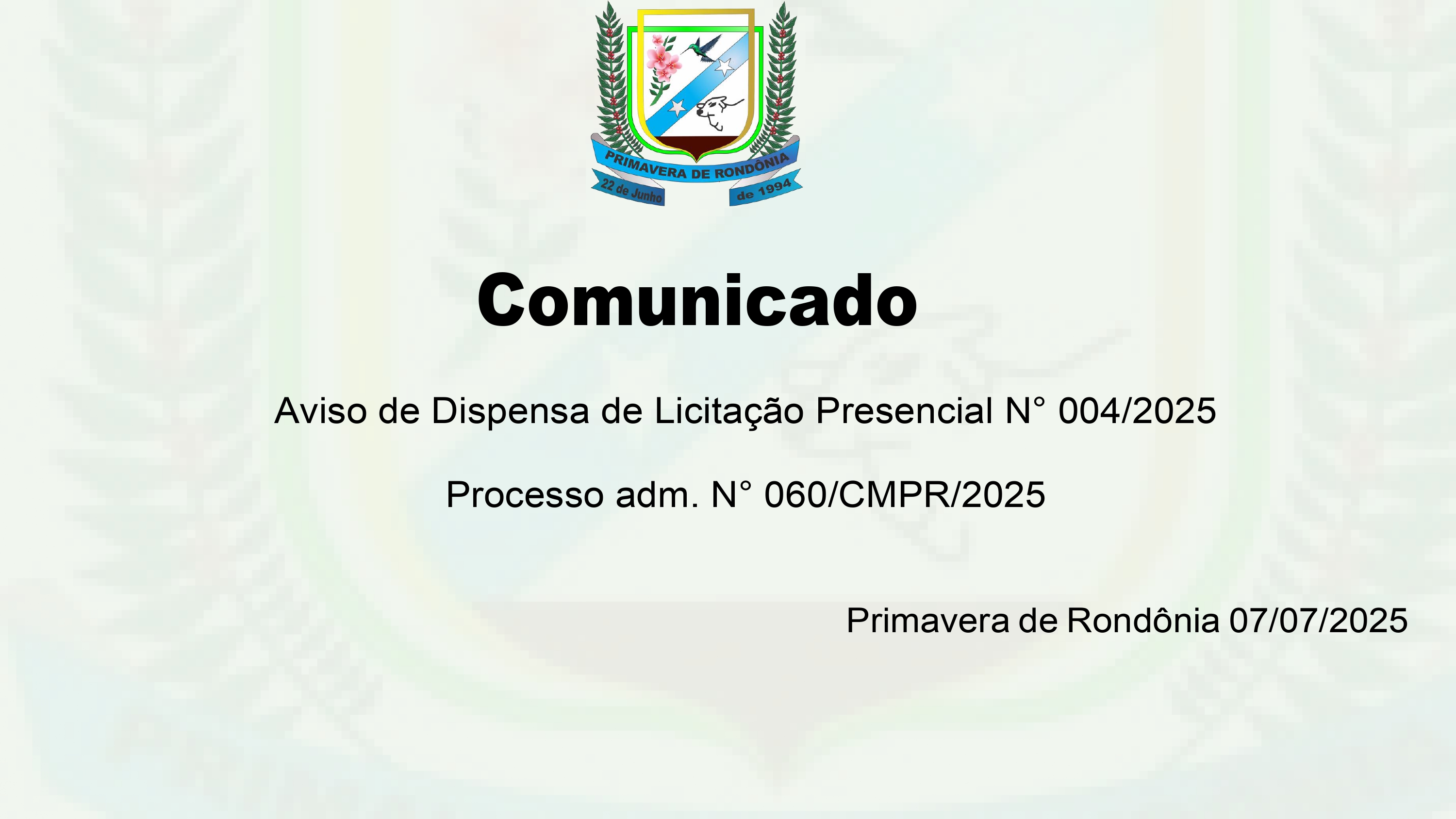 Aviso de dispensa 004/2025
