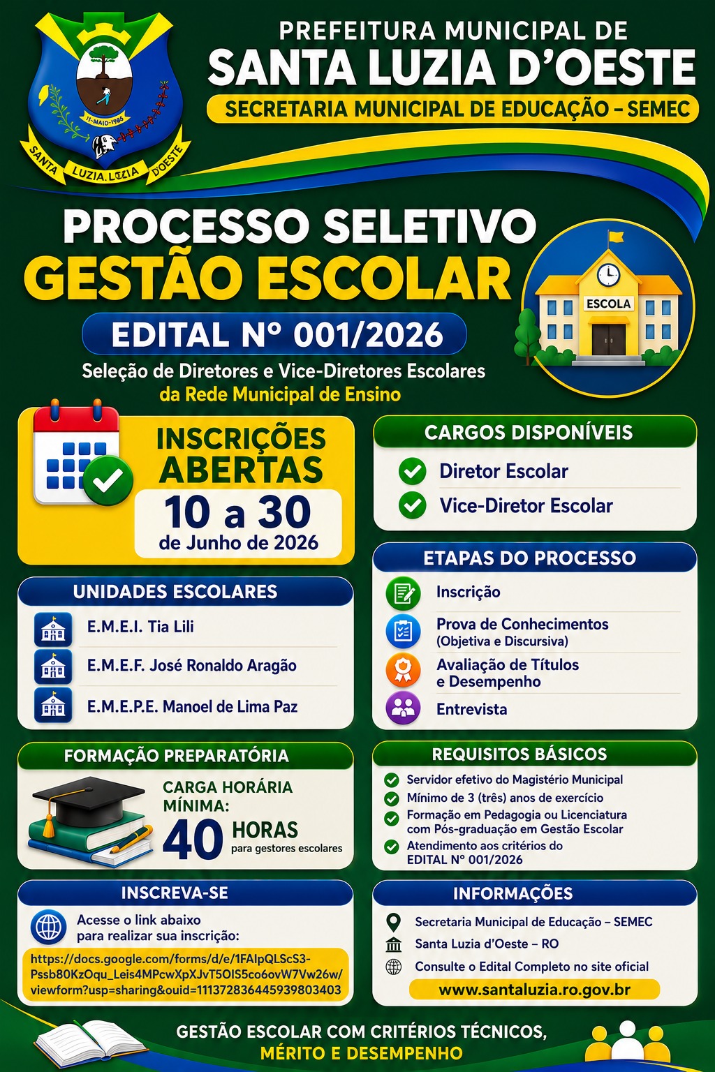 TESTE SELETIVO EDUCAÇÃO PARA DIRETOR(A) E VICE-DIRETOR(A) ESCOLAR