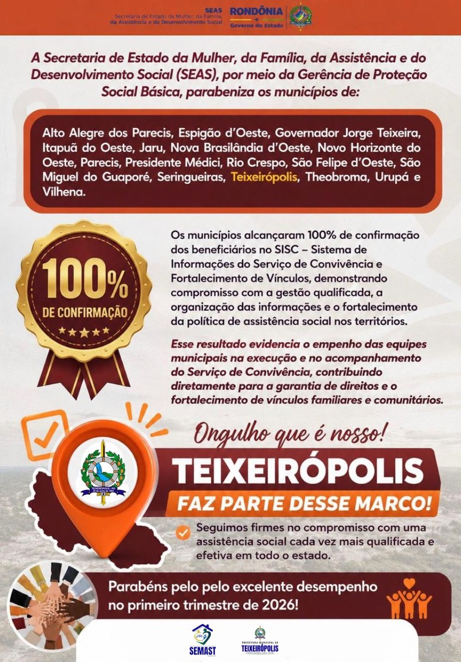 🏆 Teixeirópolis é destaque em Rondônia!