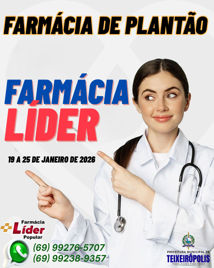 FARMÁCIA DE PLANTÃO DE 19 A 25 DE JANEIRO 2026.