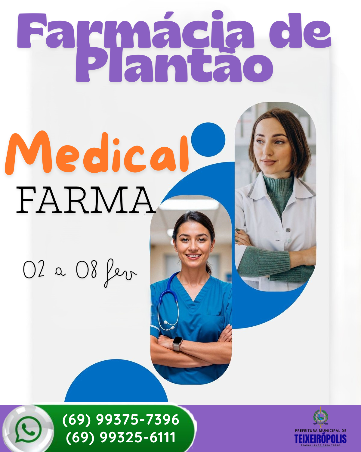 FARMÁCIA DE PLANTÃO 02 A 08 DE FEVEREIRO DE 2026.