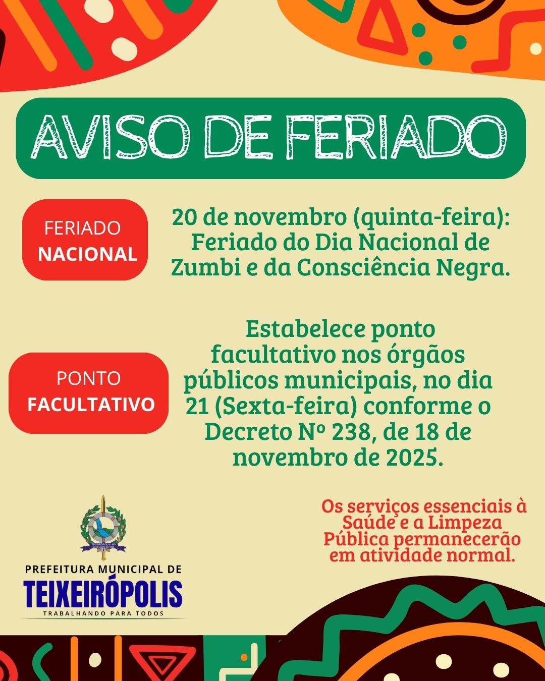 AVISO DE FERIADO