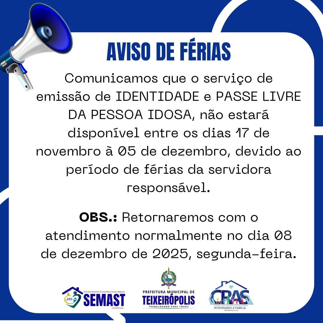 “Aviso de Suspensão Temporária de Atendimento”