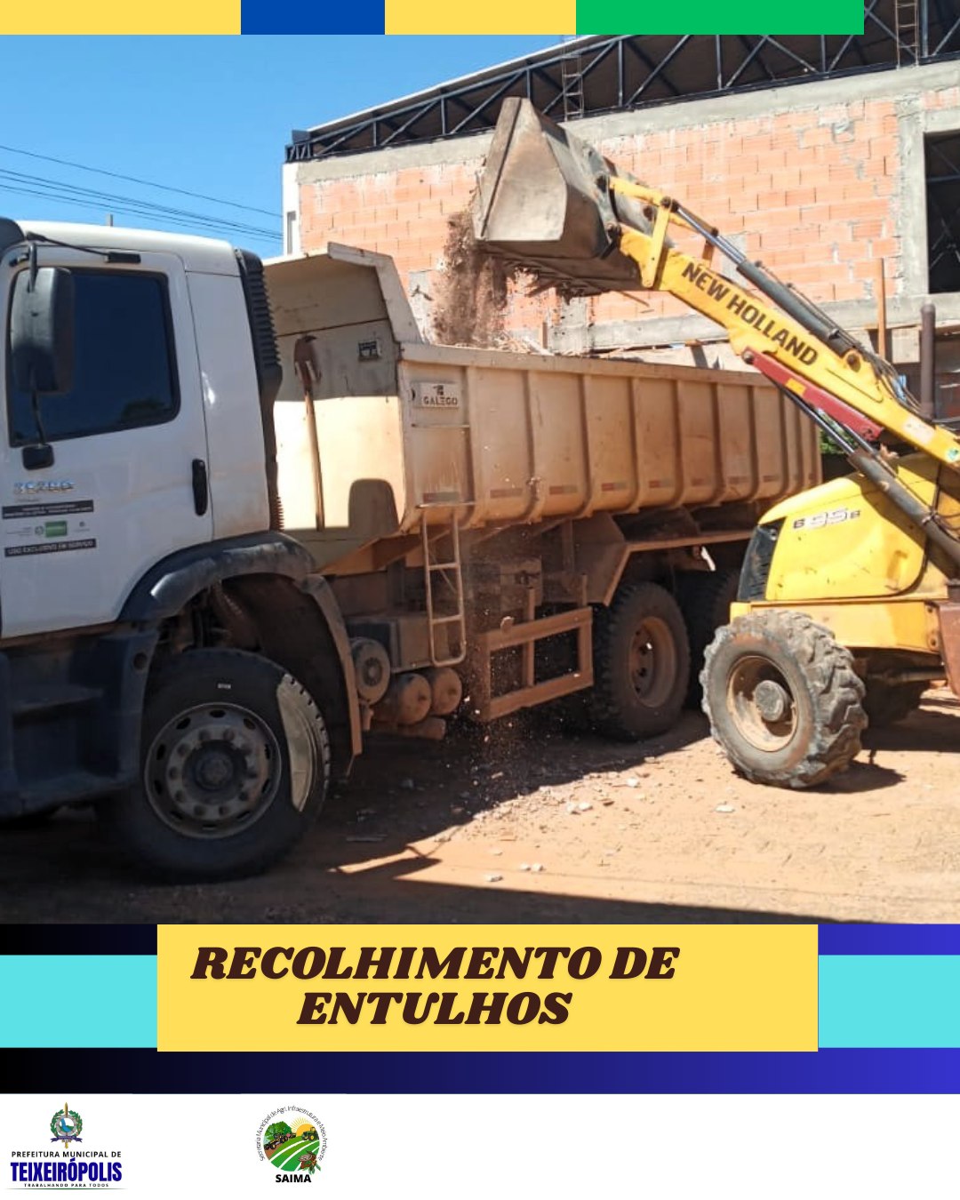 SECRETARIA DE OBRAS REALIZA RECOLHIMENTO DE ENTULHOS EM TEIXEIRÓPOLIS