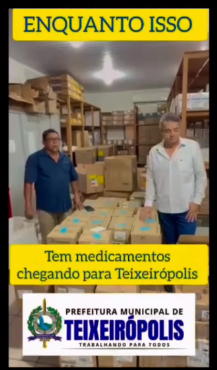Prefeito e Secretário de Saúde acompanham chegada de novos medicamentos.