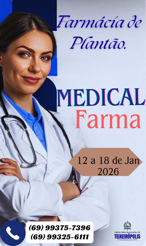 FARMÁCIA DE PLANTÃO DE 12 A 18 DE JANEIRO 2026.