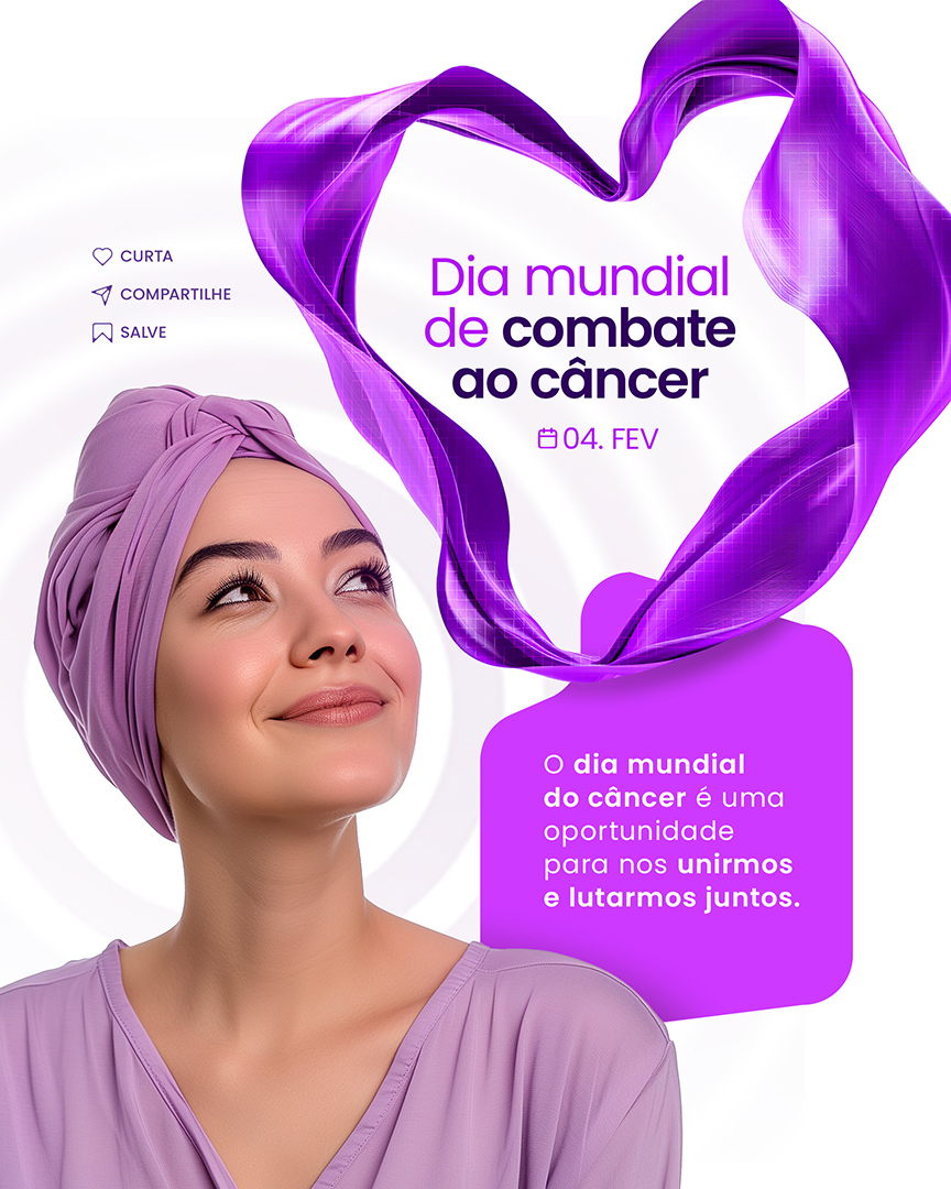 No Dia Mundial do Câncer, reforçamos a importância da prevenção, do diagnóstico precoce e do cuidado contínuo com a saúde. Juntos, podemos salvar vidas.