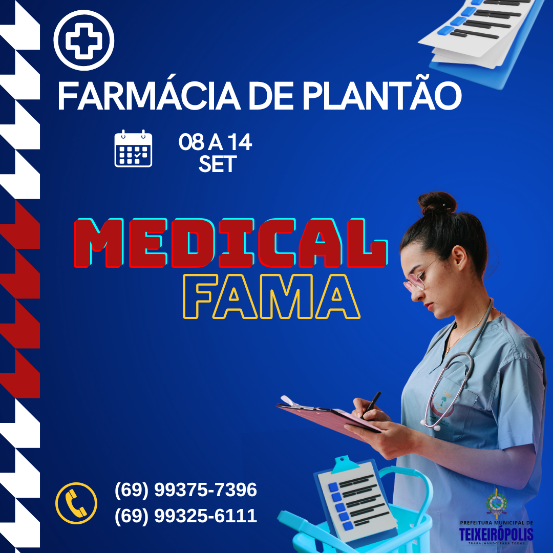 ESCALA DA FARMÁCIA DE PLANTÃO 08 A 14 DE SETEMBRO 2025