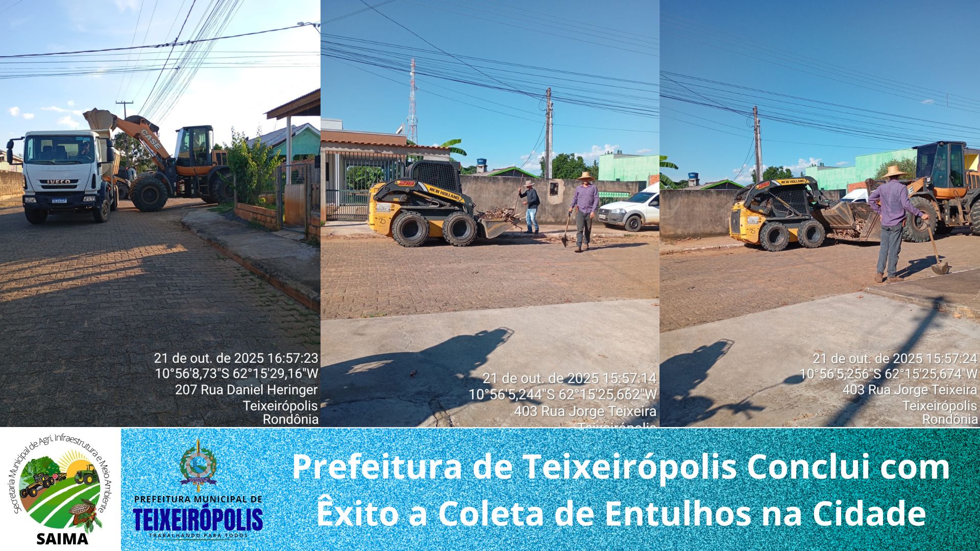 Prefeitura de Teixeirópolis Conclui com Êxito a Coleta de Entulhos na Cidade
