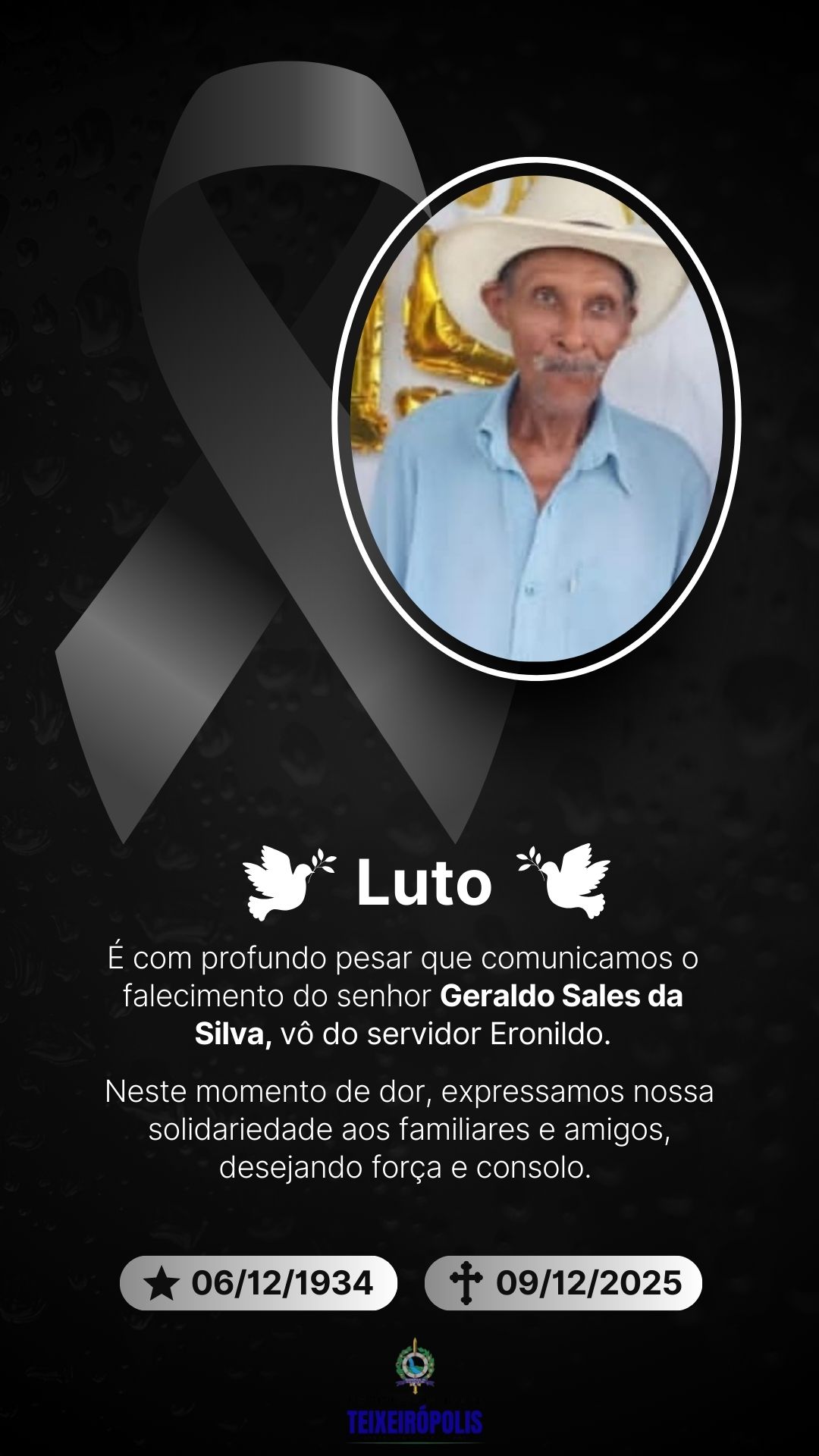 NOTA DE PESAR (Geraldo Sales da Silva)