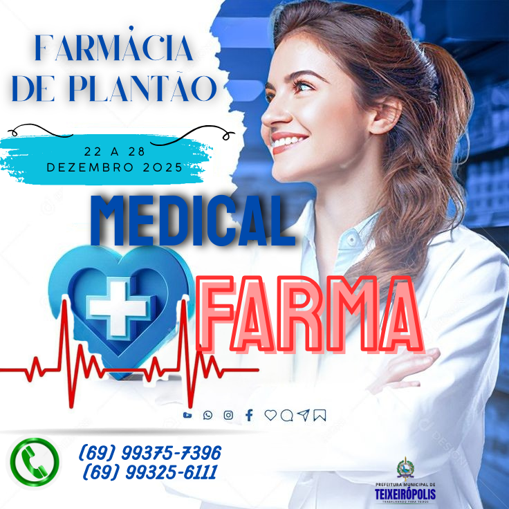 FARMÁCIA DE PLANTÃO 22 A 28 DE DEZEMBRO 2025