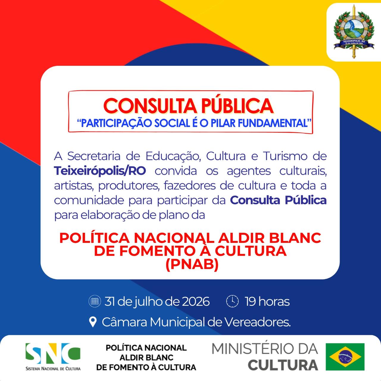 CONSULTA PÚBLICA – POLÍTICA NACIONAL ALDIR BLANC (PNAB)