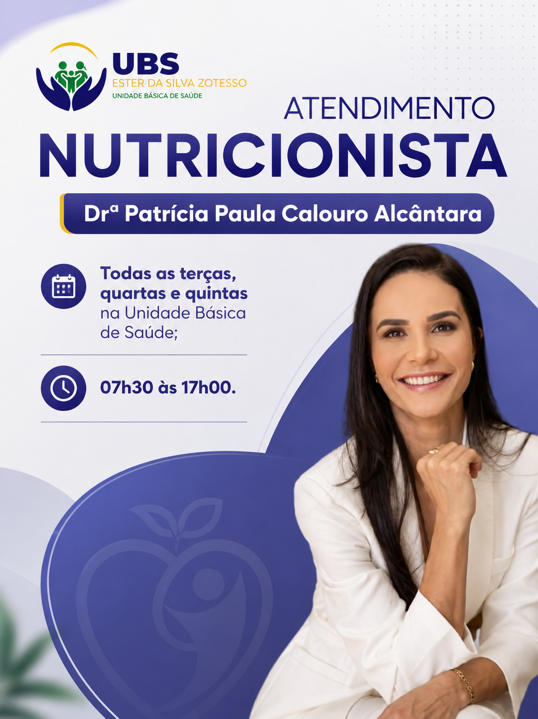 Atendimento nutricional com a Dra. Patrícia Paula Calouro Alcântara