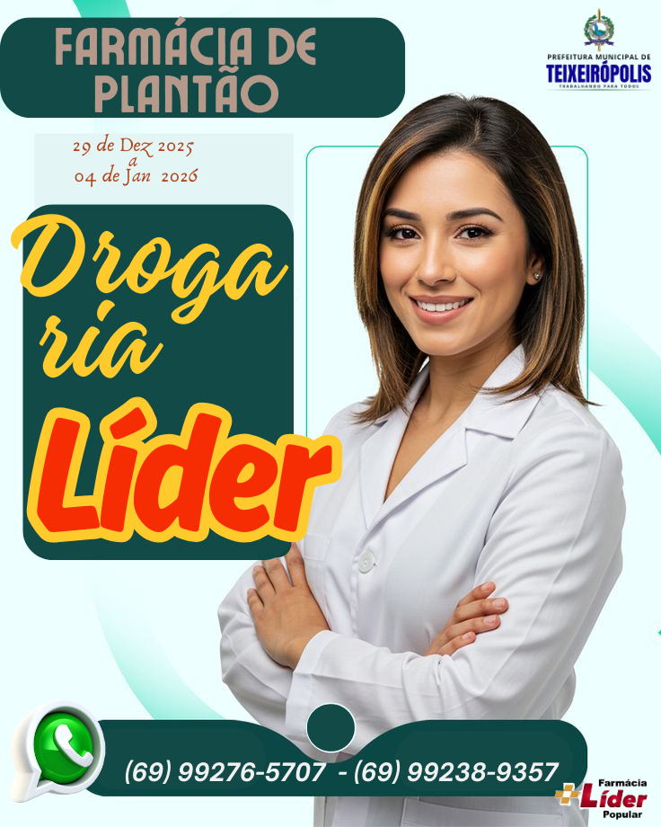 FARMÁCIA DE PLANTÃO 29 DE DEZEMBRO DE 2025 A 04 DE JANEIRO 2026.