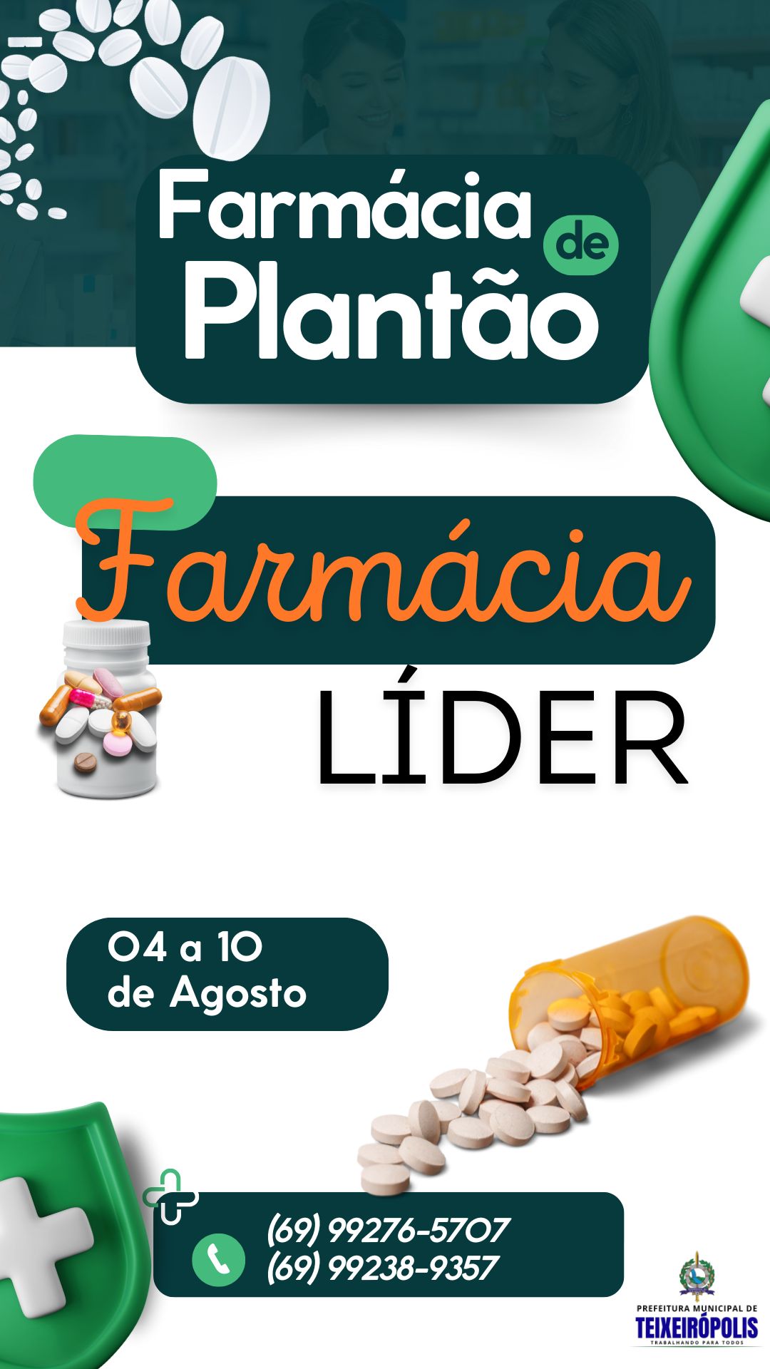 FARMÁCIA DE PLANTÃO 04 A 10 DE AGOSTO DE 2025