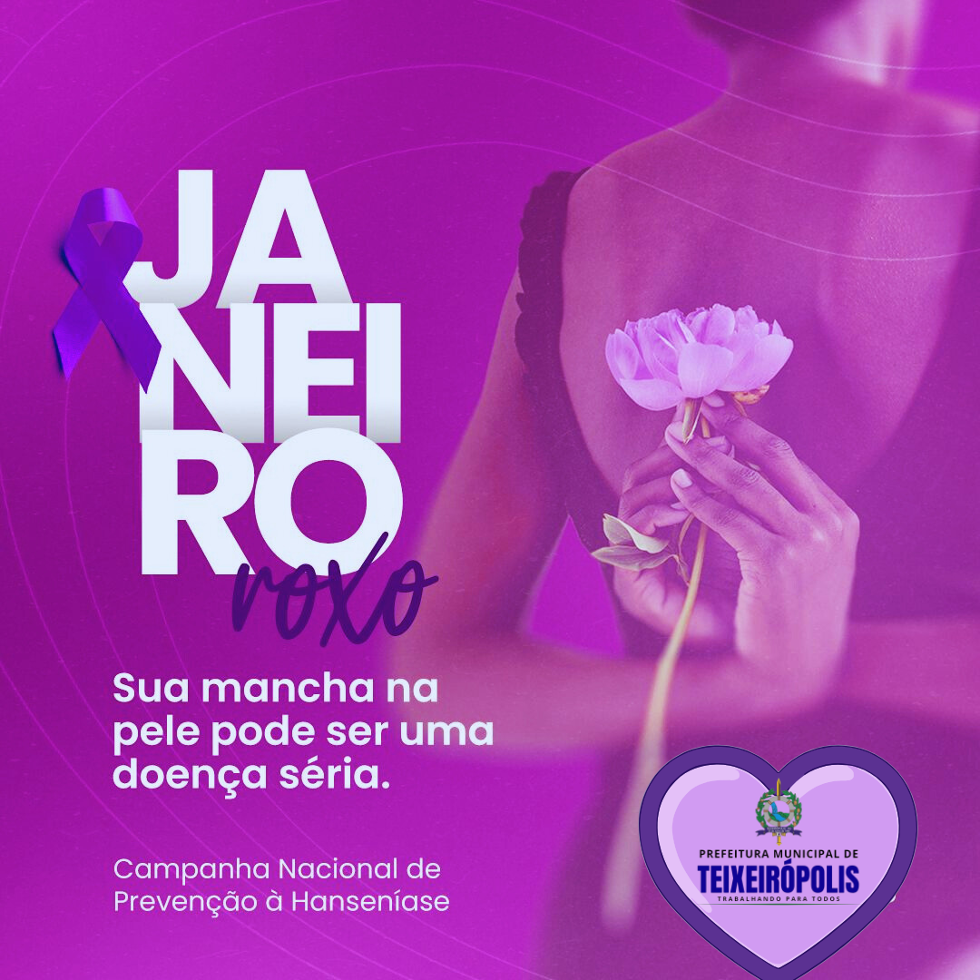 Manchas na pele com perda de sensibilidade merecem atenção. Procure a unidade de saúde. Janeiro Roxo.
