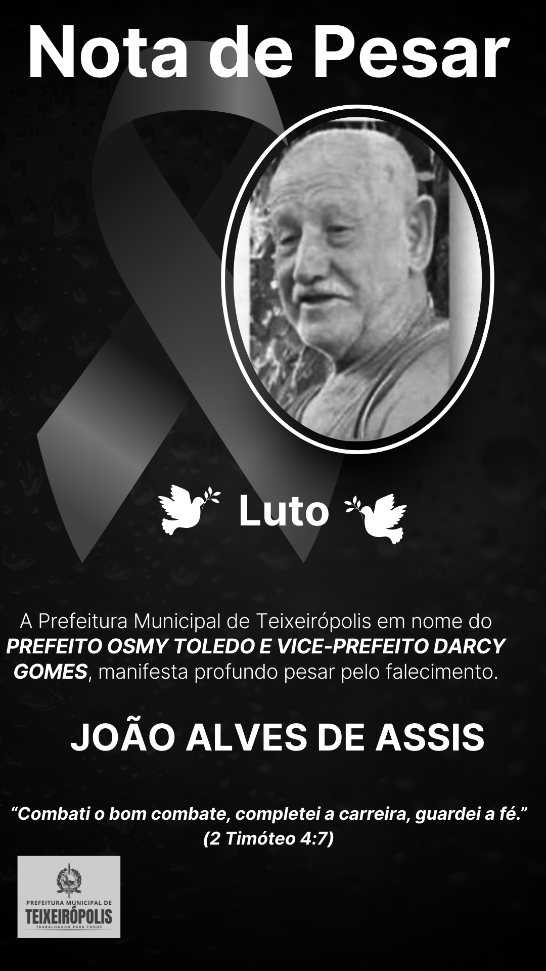 NOTA DE PESAR JOÃO ALVES DE ASSIS