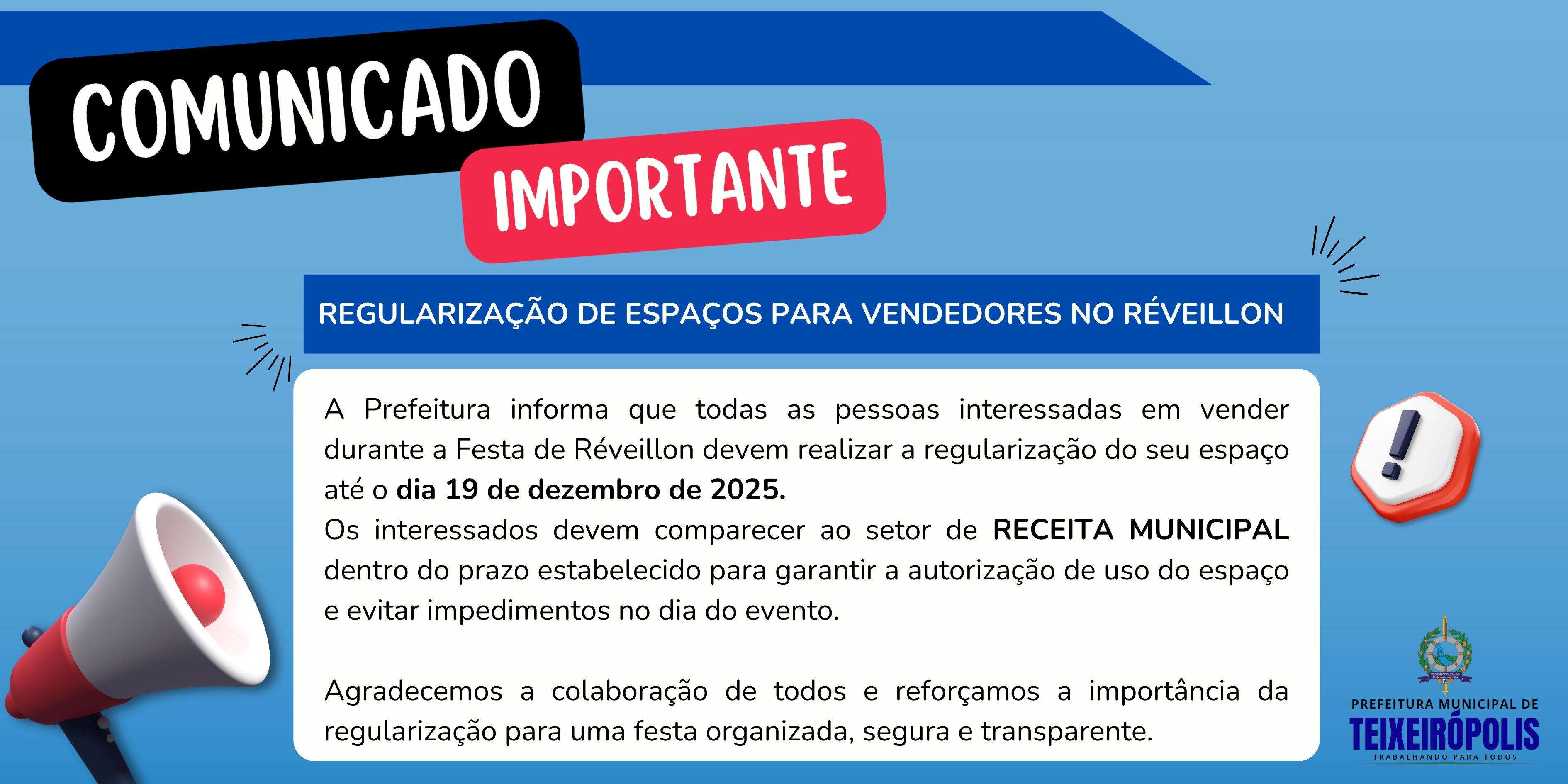 REGULARIZAÇÃO DE ESPAÇOS PARA VENDEDORES NO RÉVEILLON