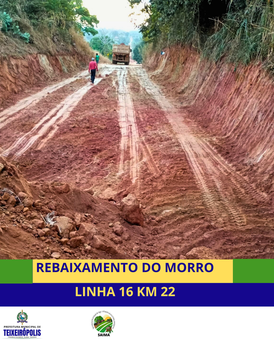 SECRETARIA DE OBRAS REALIZA REBAIXAMENTO DE MORRO NA LINHA 16, KM 22.