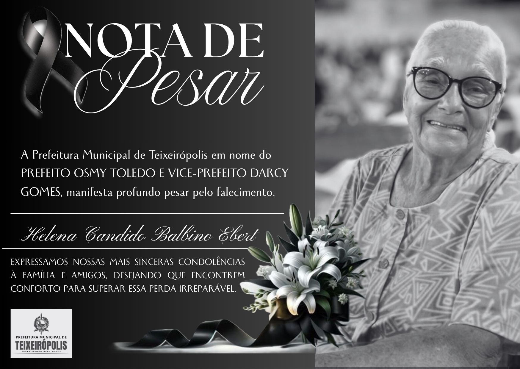 NOTA DE PESAR HELENA  CANDIDO BALBINO EBERT