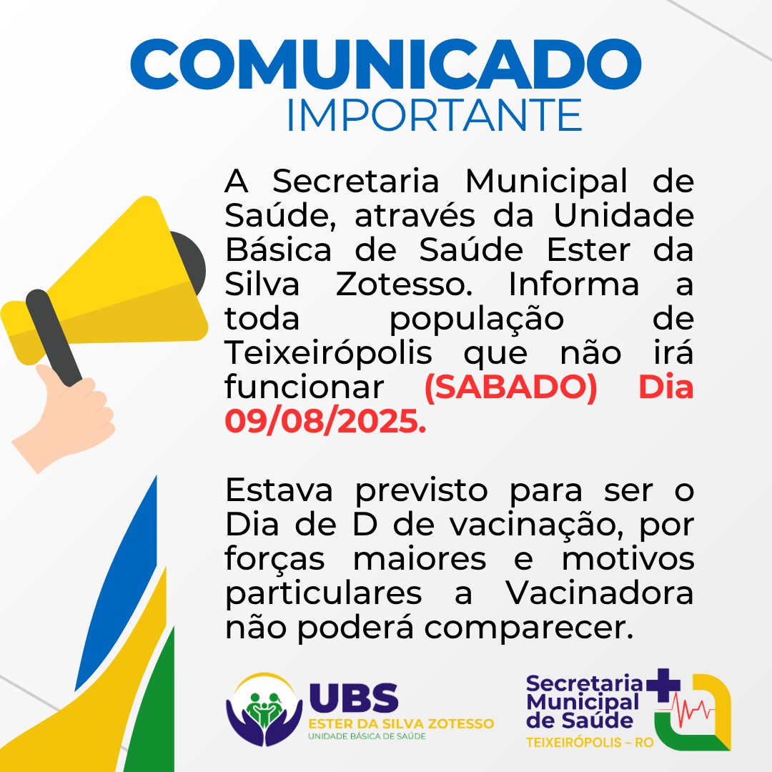 COMUNICADO IMPORTANTE SOBRE O DIA D DE VACINAÇÃO