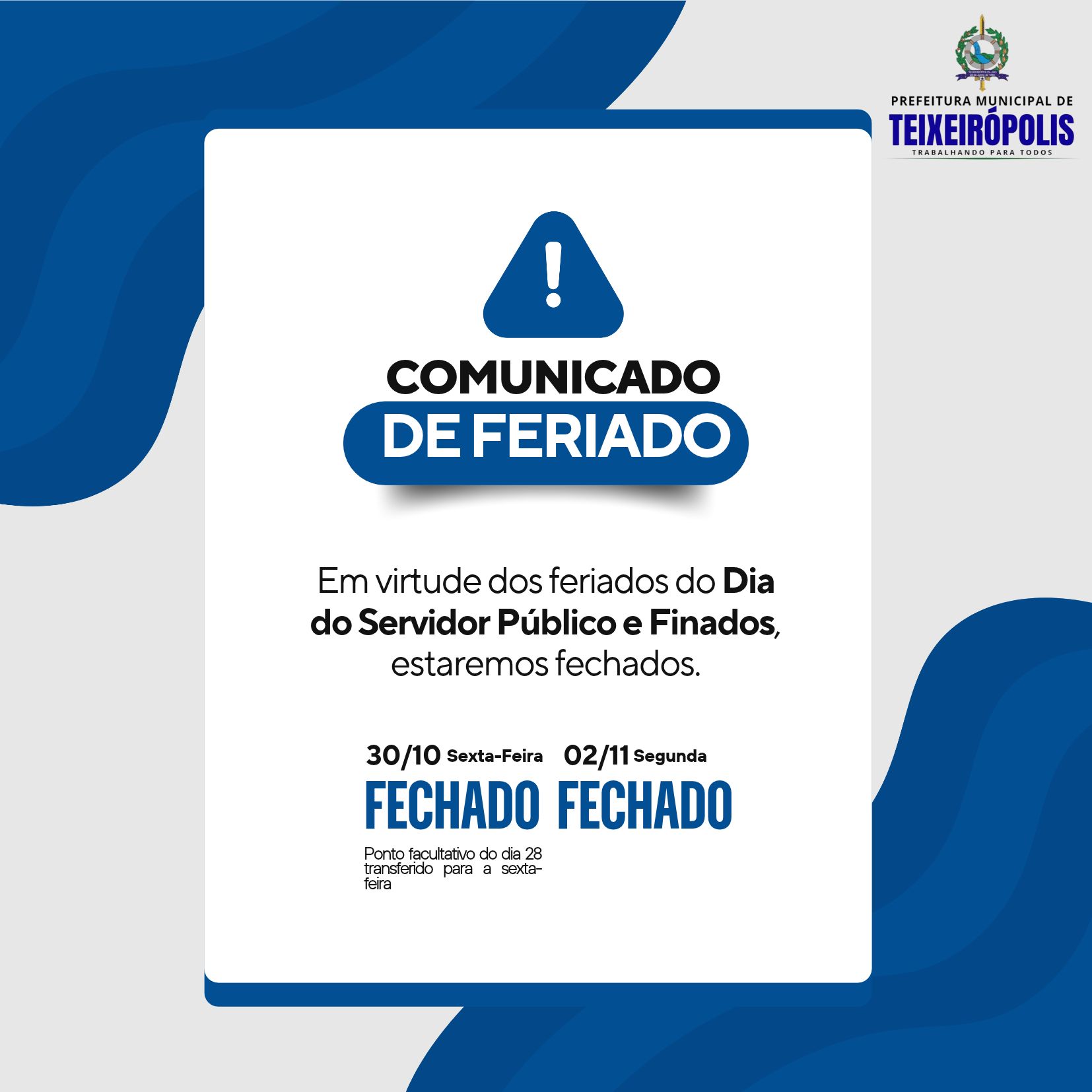 Comunicado - Ponto Facultativo e Feriado