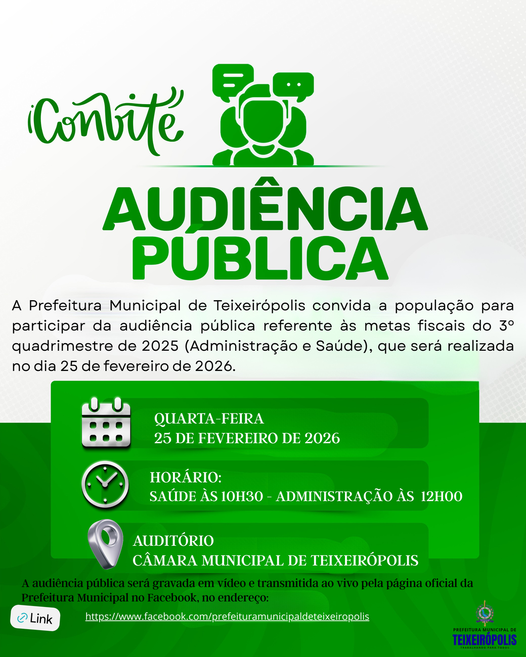 CONVITE PARA AUDIÊNCIA PÚBLICA