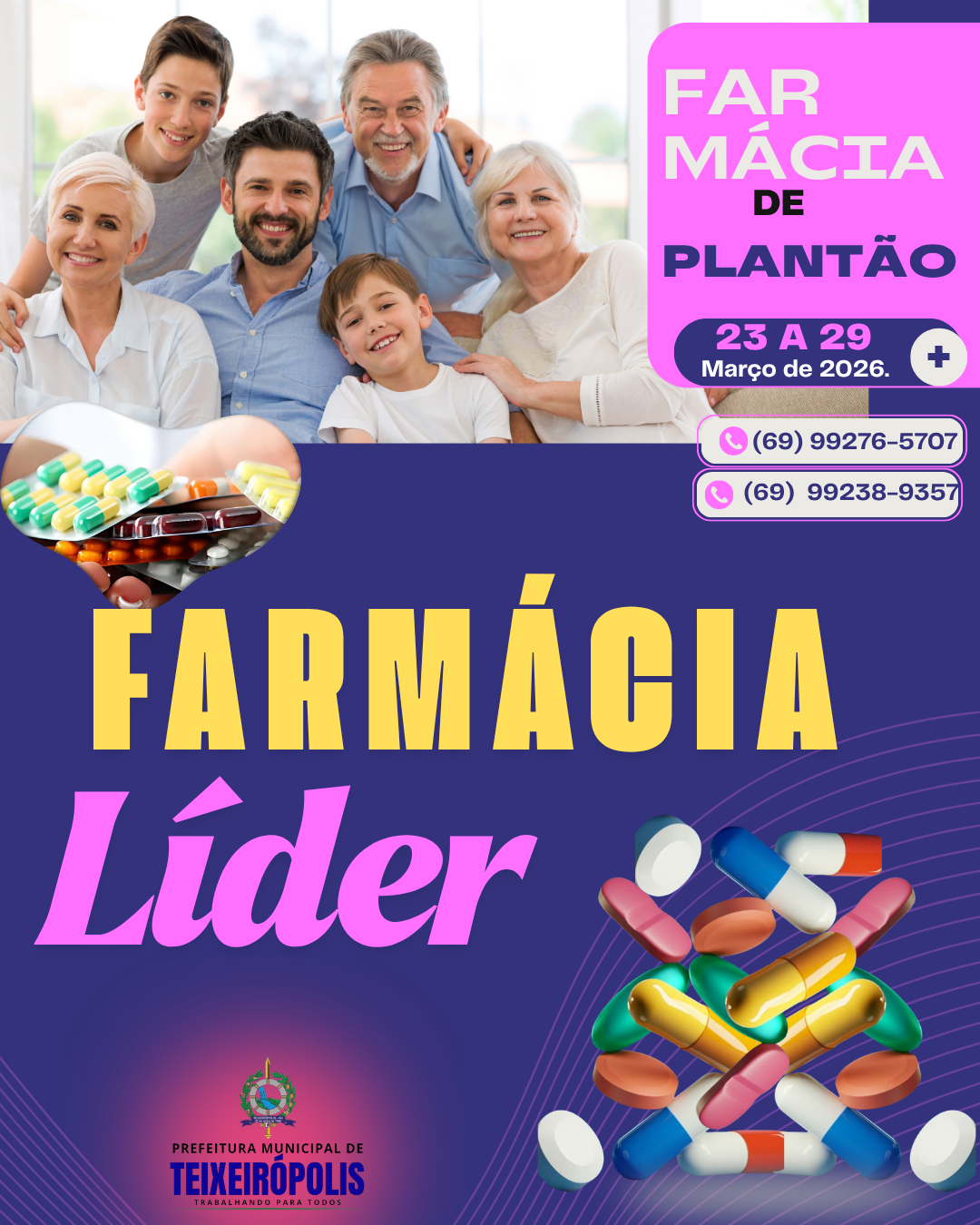 FARMÁCIA DE PLANTÃO 23 A 29 DE MARÇO DE 2026.