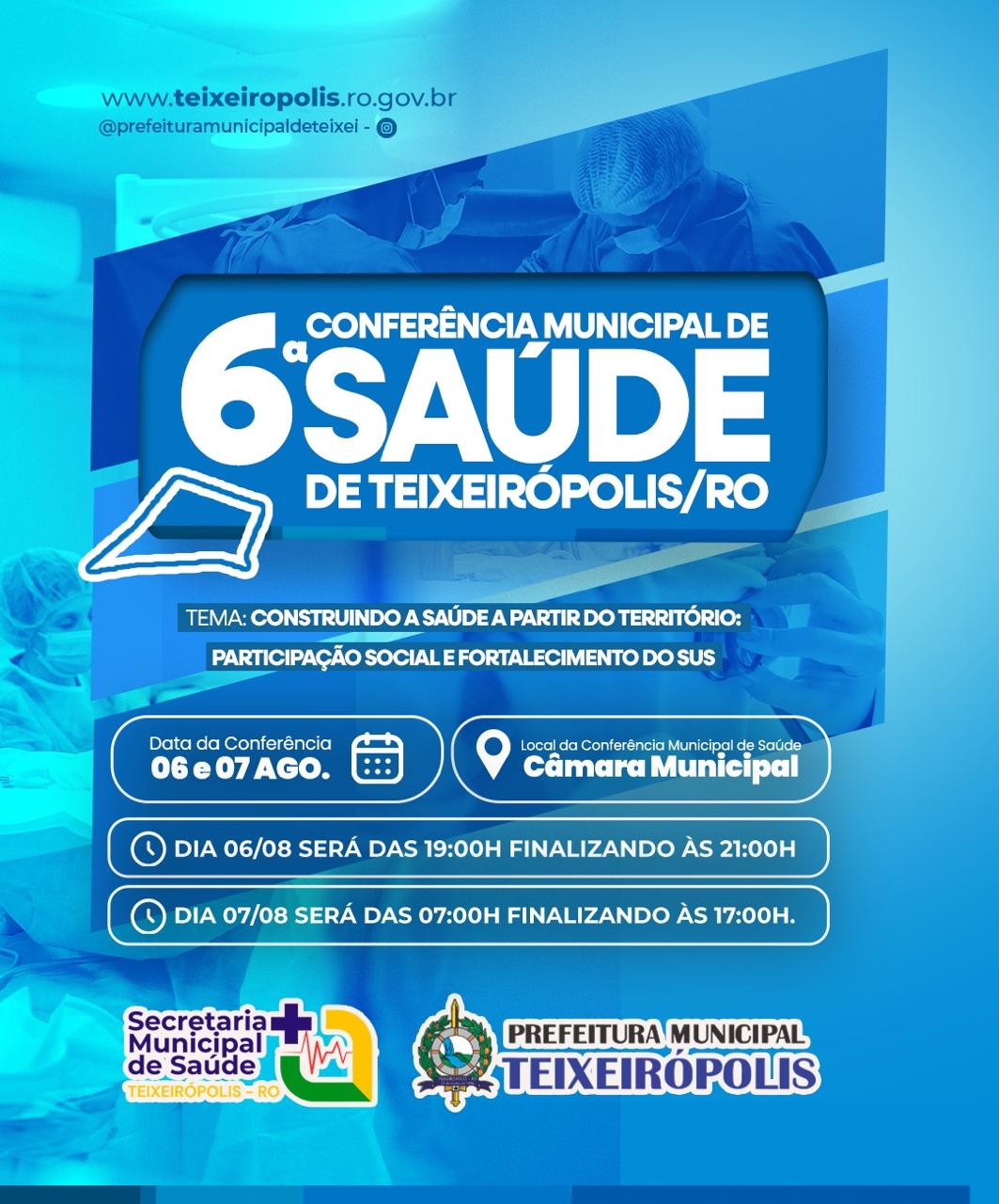 6ª CONFERÊNCIA MUNICIPAL DE SAÚDE DE TEIXEIRÓPOLIS.