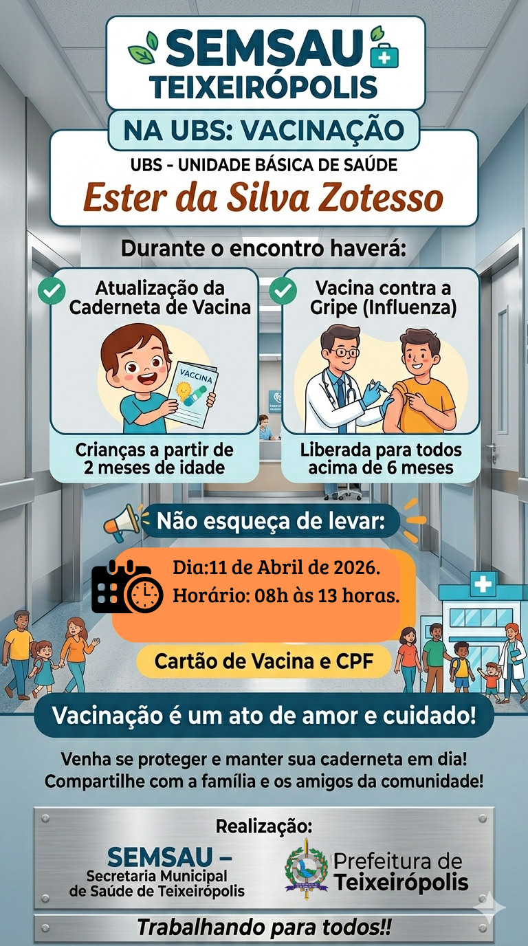 SEMSAU TEIXEIRÓPOLIS VACINAÇÃO NA UBS:UNIDADE BÁSICA DE SAÚDE